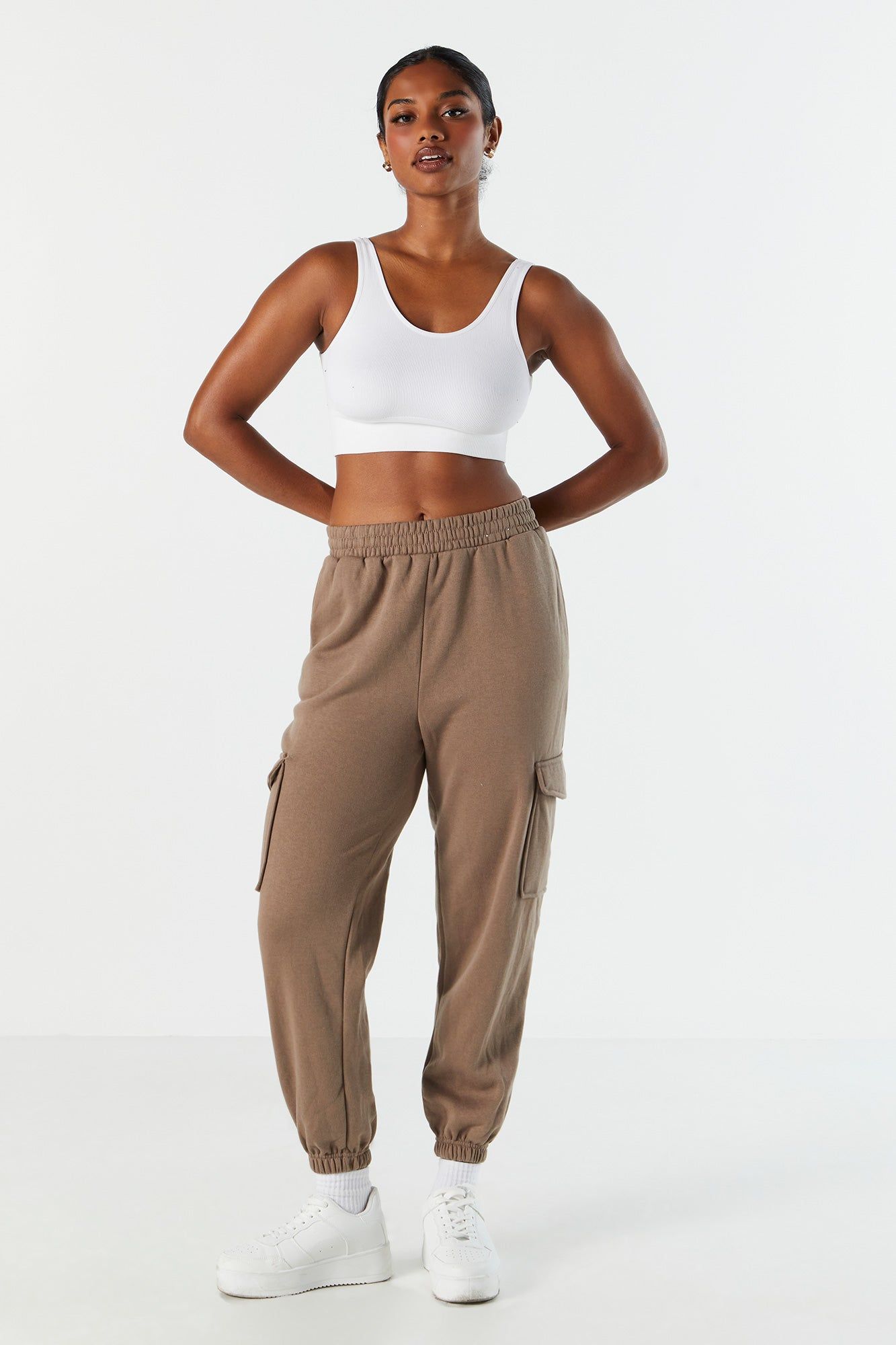 Solid Fleece Cargo Jogger sold by Charlotte Russe