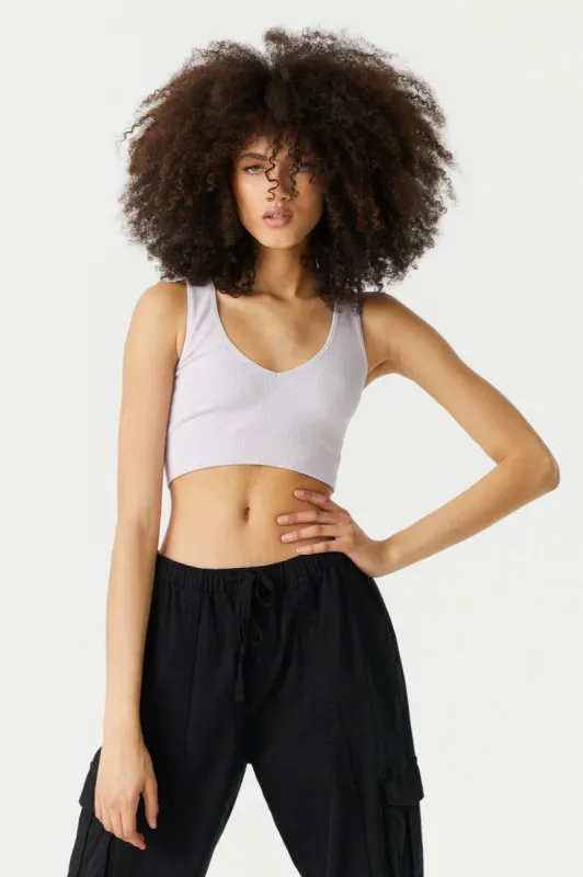Seamless Ribbed V-Neck Cropped Tank Top sold by Charlotte Russe