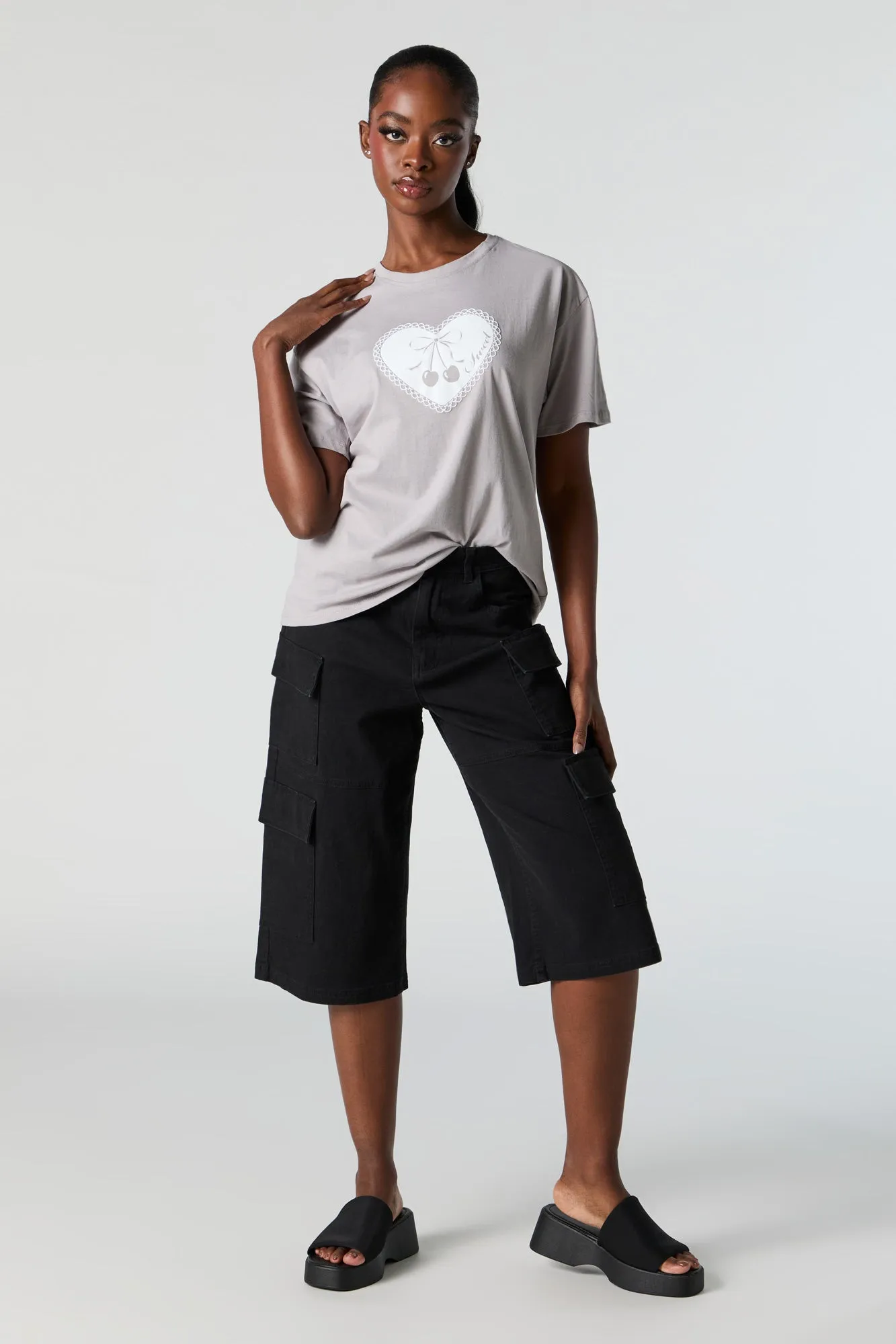 Sweet Cherry Graphic Boyfriend T-Shirt sold by Charlotte Russe product image thumbnail 3