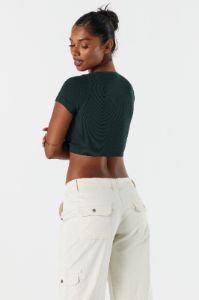 Seamless Ribbed Round Neck Cropped T-Shirt sold by Charlotte Russe