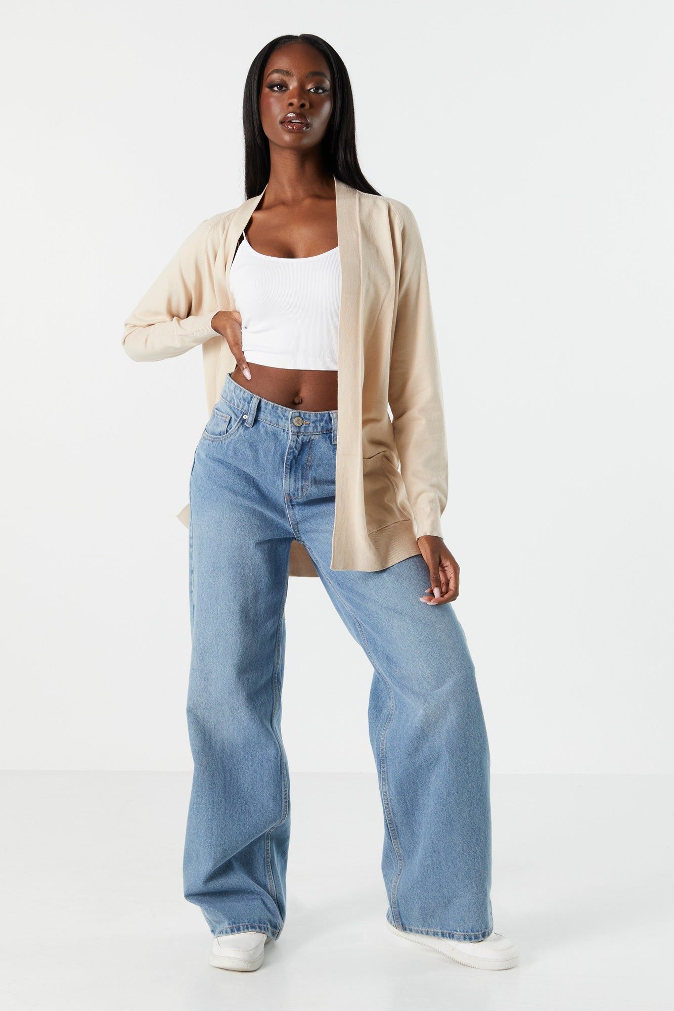 Open Front Pocket Knit Cardigan sold by Charlotte Russe product image thumbnail 3