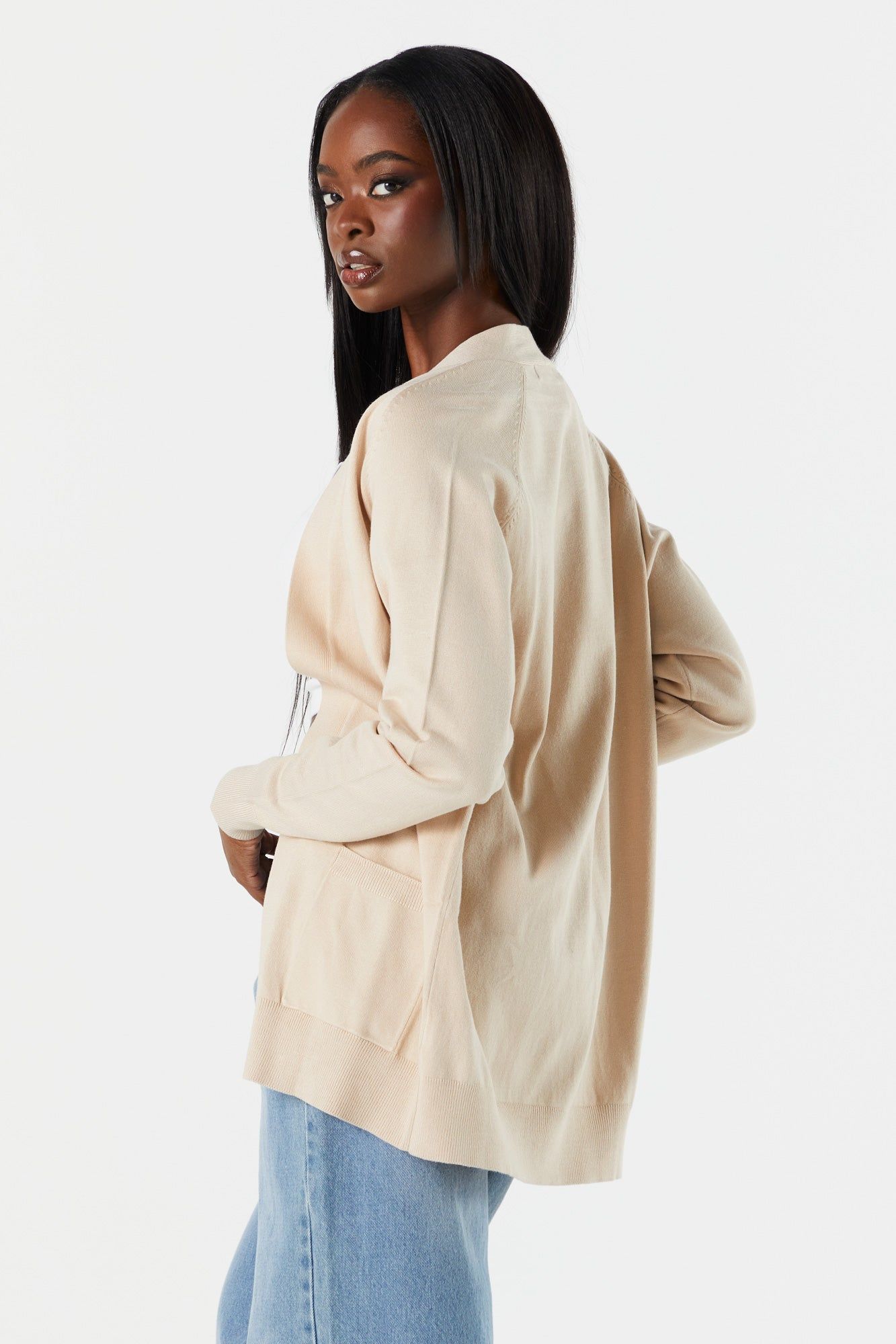 Open Front Pocket Knit Cardigan sold by Charlotte Russe product image thumbnail 2