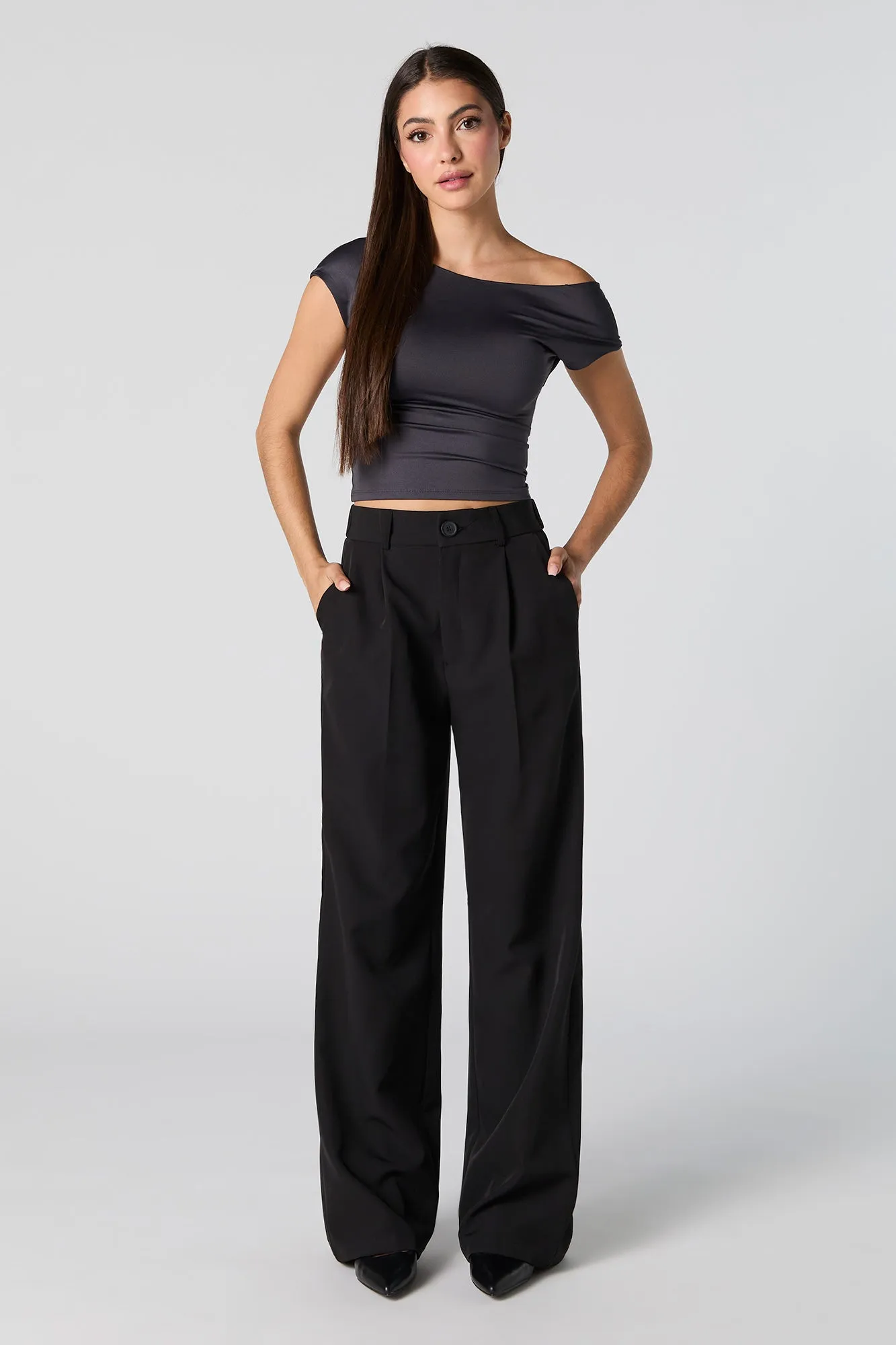 Wide Leg Pleated Trouser sold by Charlotte Russe product image thumbnail 4