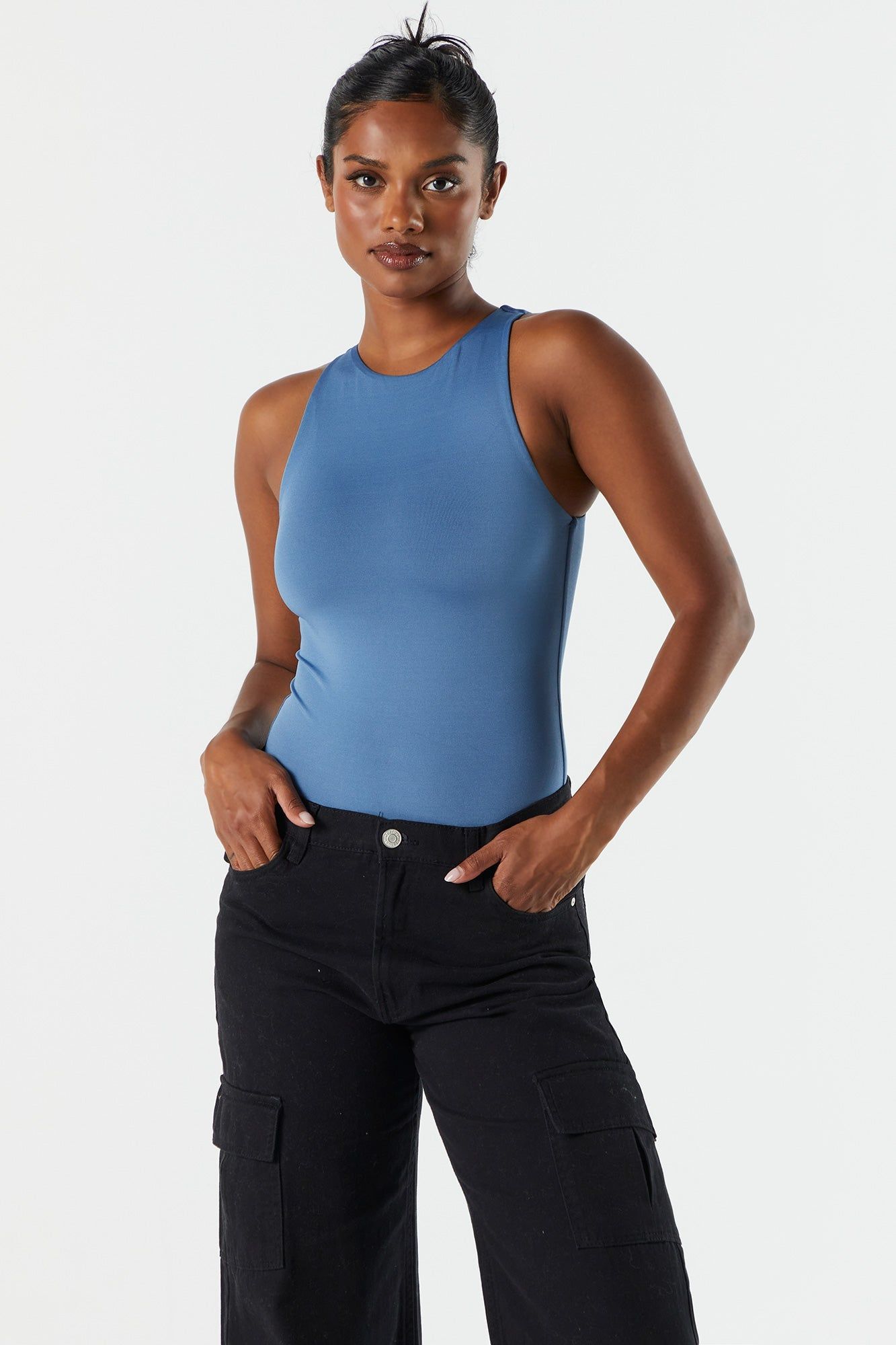 Contour Sleeveless High Neck Bodysuit sold by Charlotte Russe