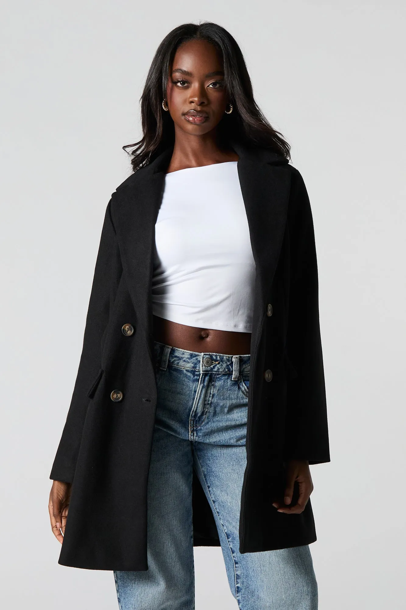 Double Breasted Coat sold by Charlotte Russe product image thumbnail 4