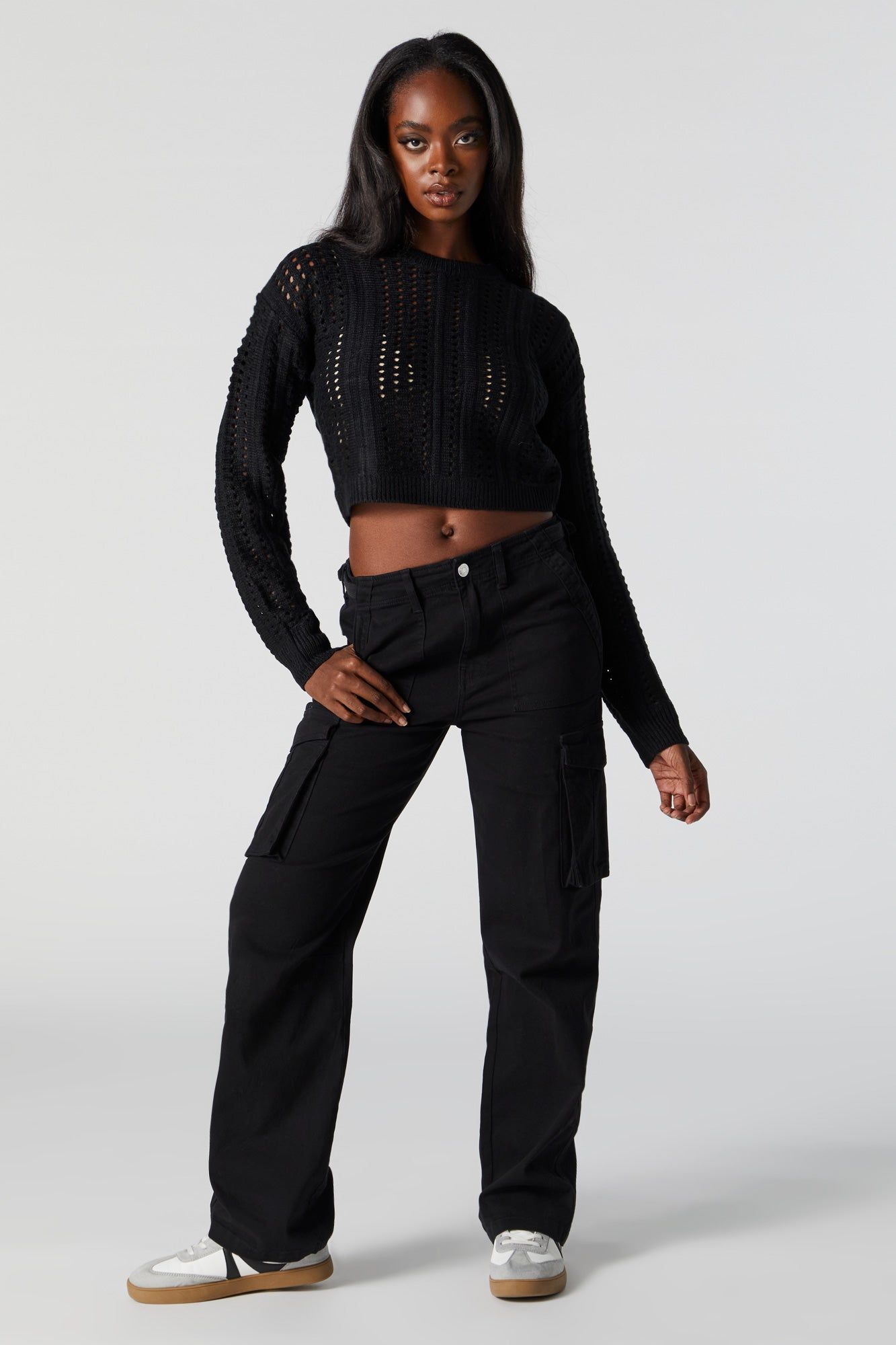 Open Knit Cropped Sweater sold by Charlotte Russe product image thumbnail 4