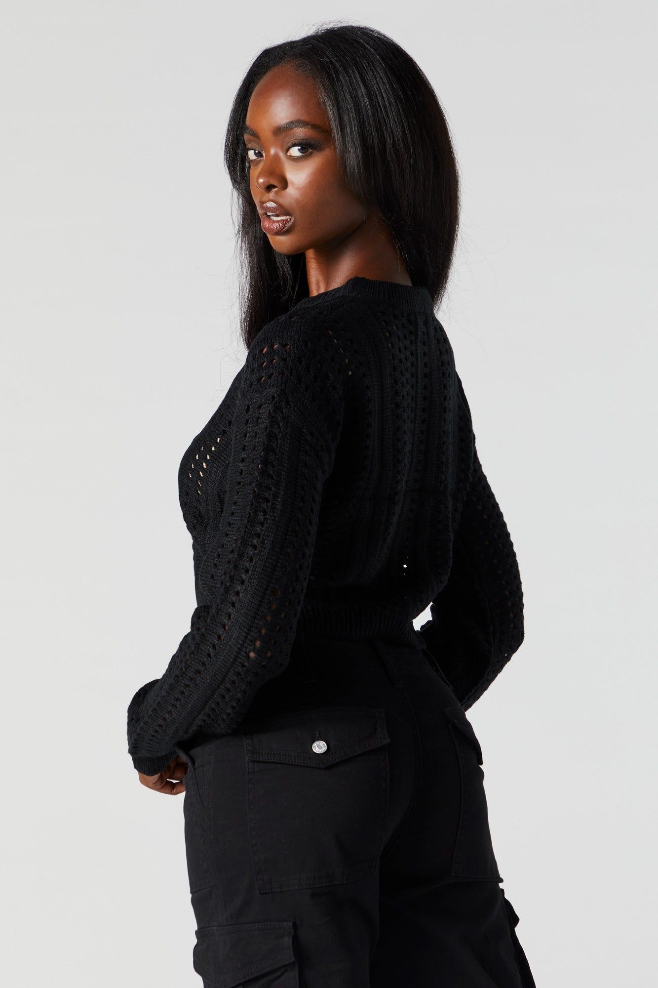 Open Knit Cropped Sweater sold by Charlotte Russe product image thumbnail 3