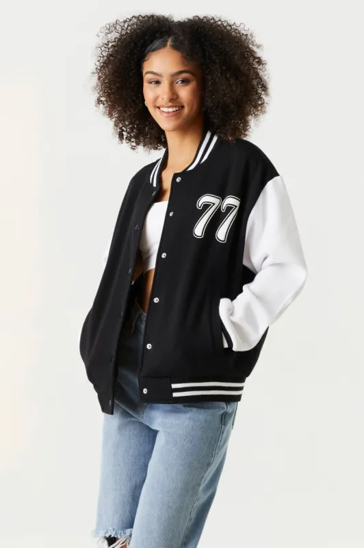 Fearless Graphic Oversized Varsity Jacket sold by Charlotte Russe