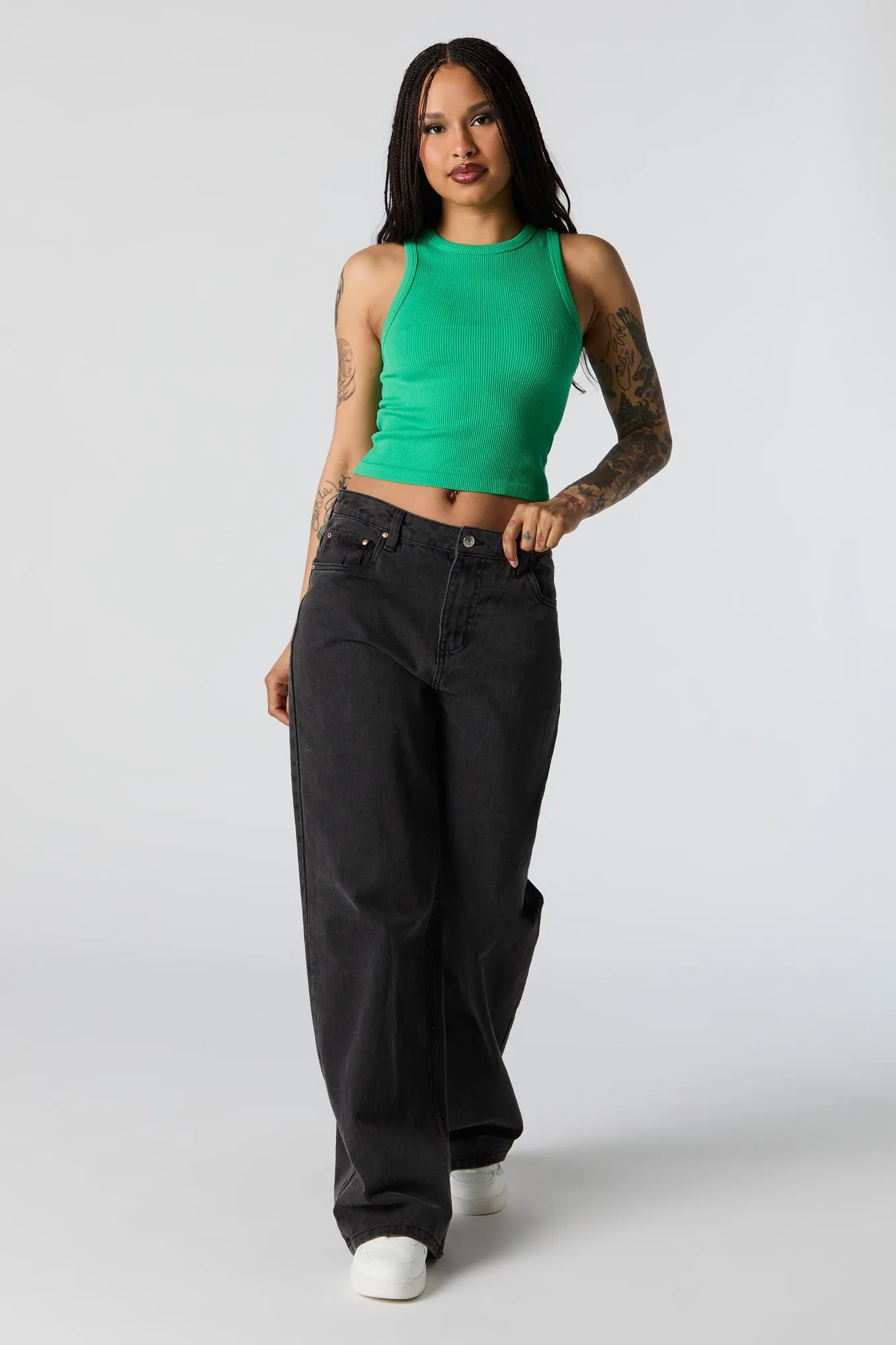 Seamless Ribbed Crewneck Cropped Tank sold by Charlotte Russe product image thumbnail 3