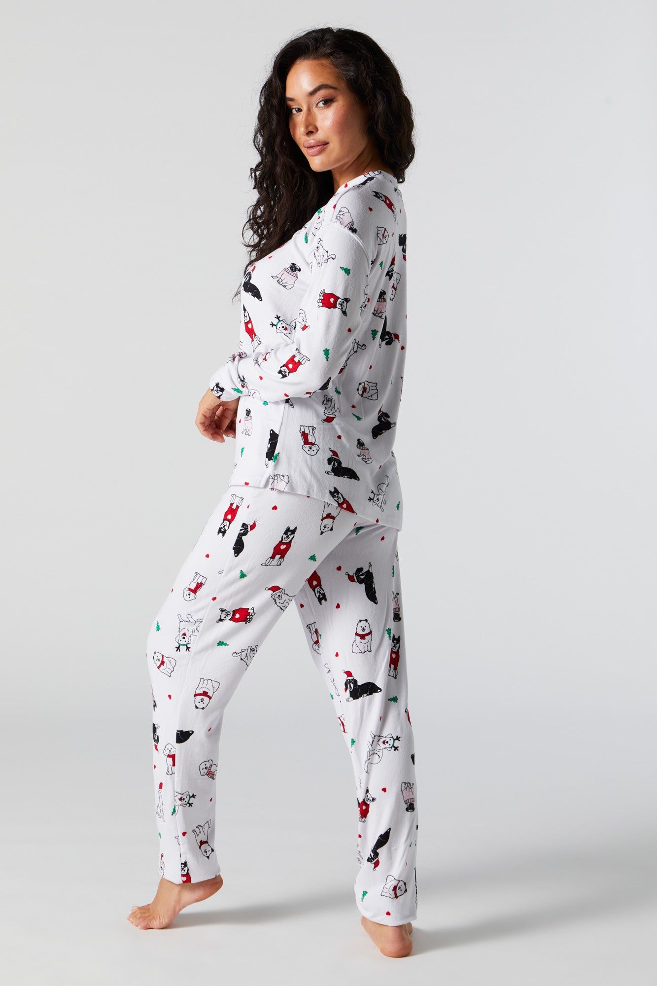 Christmas Dog Print 2 Piece Pajama Set sold by Charlotte Russe product image thumbnail 6