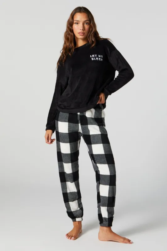 Plush Plaid Pajama Set sold by Charlotte Russe