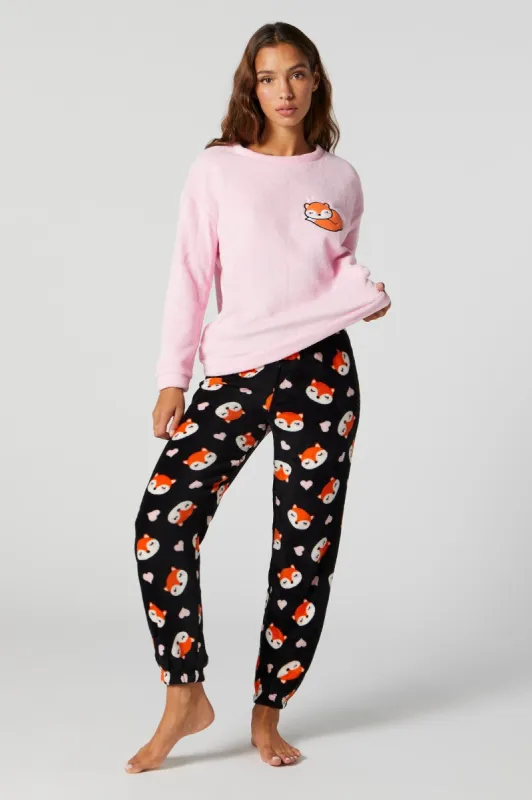 Fox Plush 2 Piece Pajama Set sold by Charlotte Russe