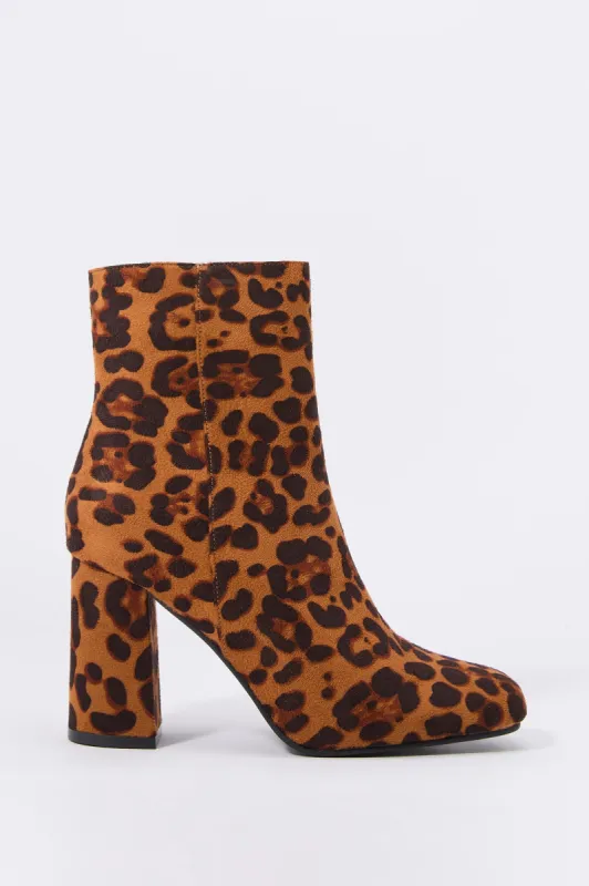 Faux Suede Square Toe Heeled Boot sold by Charlotte Russe