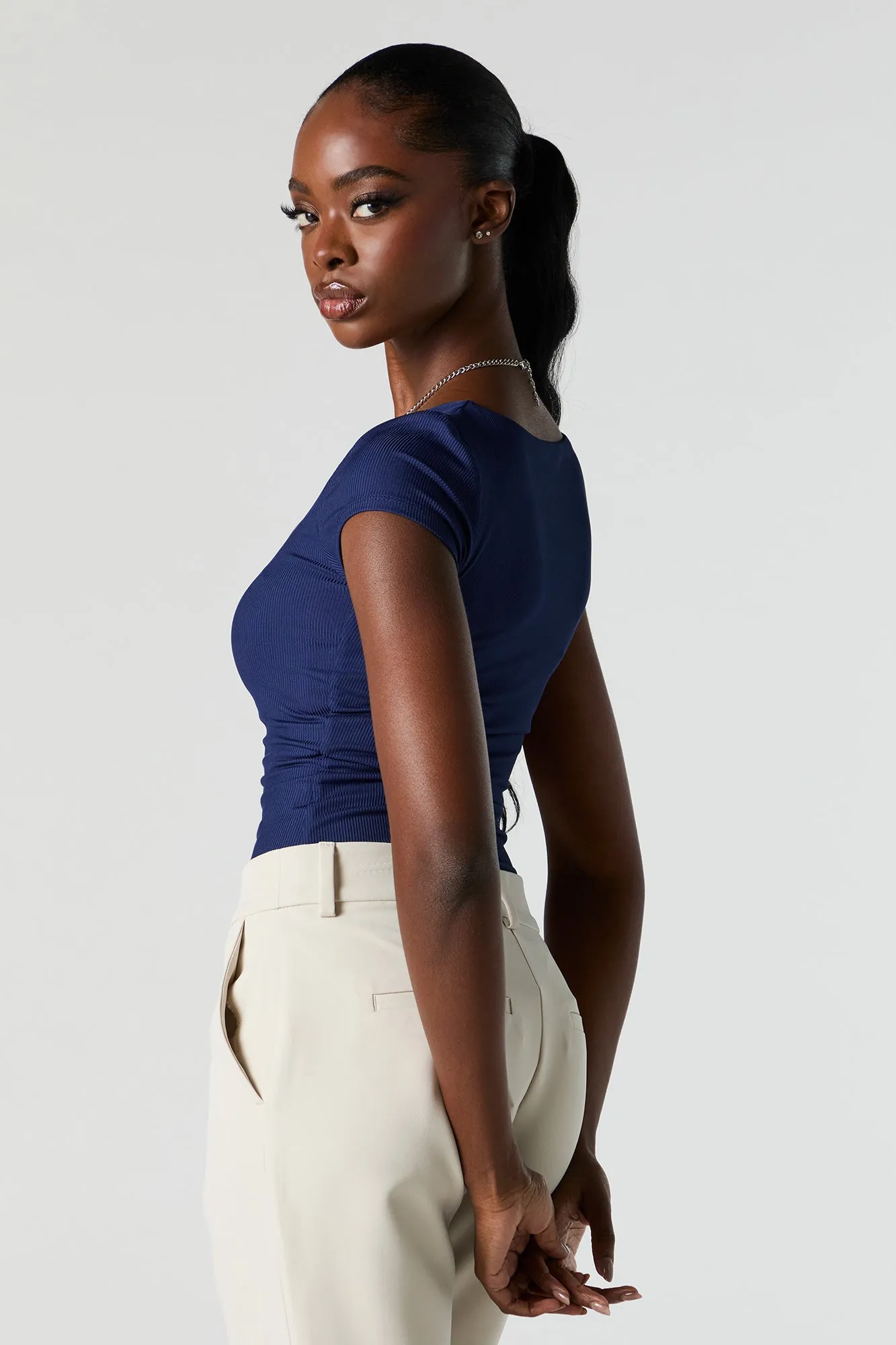 Contour Ribbed Square Neck Bodysuit sold by Charlotte Russe product image thumbnail 4