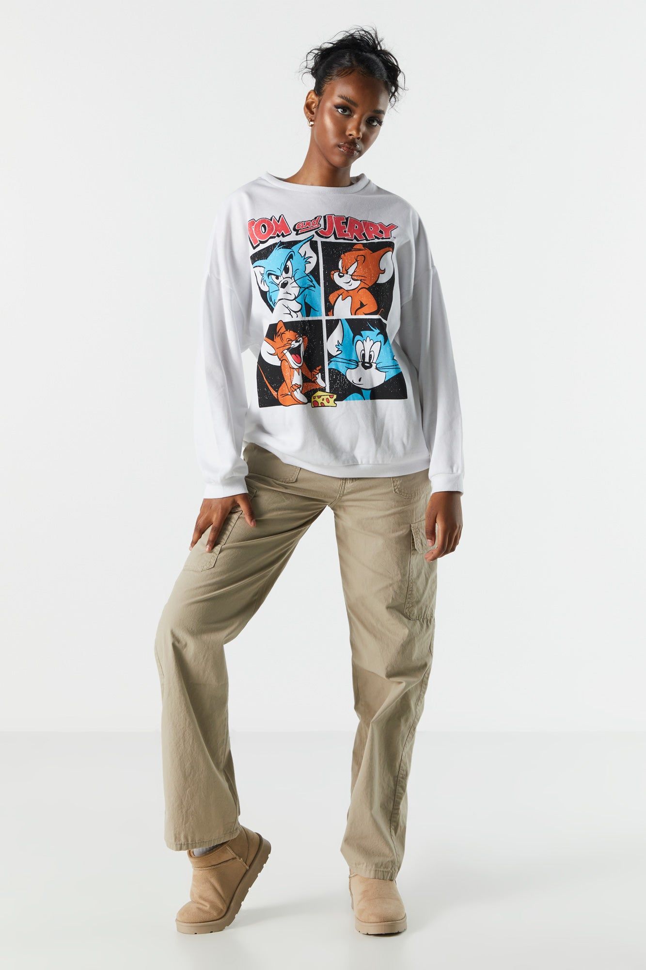 Tom and Jerry Graphic Fleece Sweatshirt sold by Charlotte Russe product image thumbnail 3
