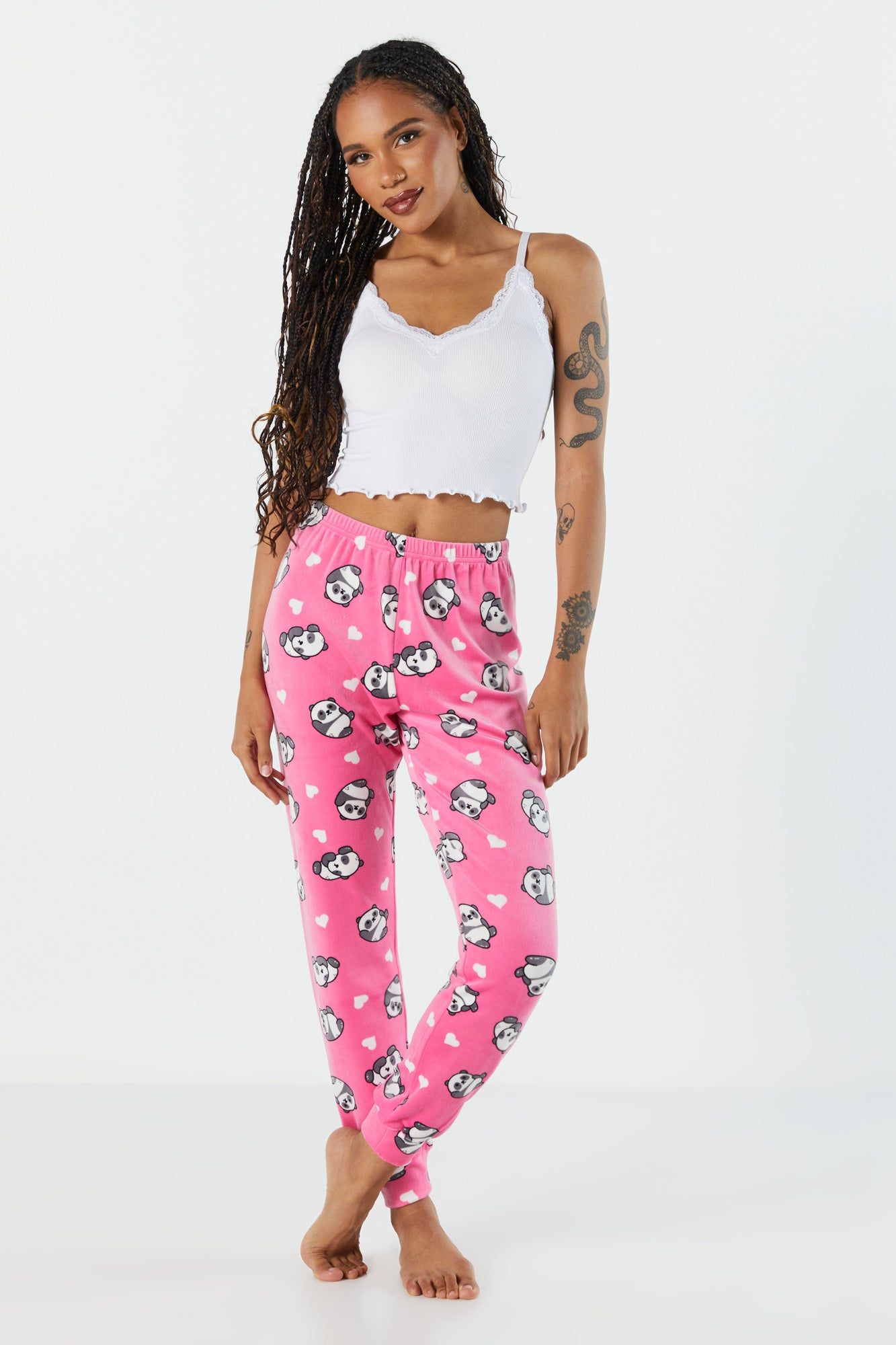 Panda Print Velour Pajama Jogger sold by Charlotte Russe product image thumbnail 4
