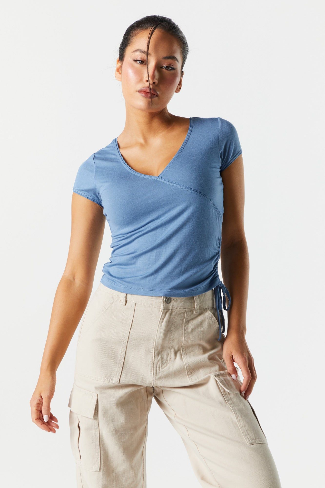 Surplice Drawstring Top sold by Charlotte Russe