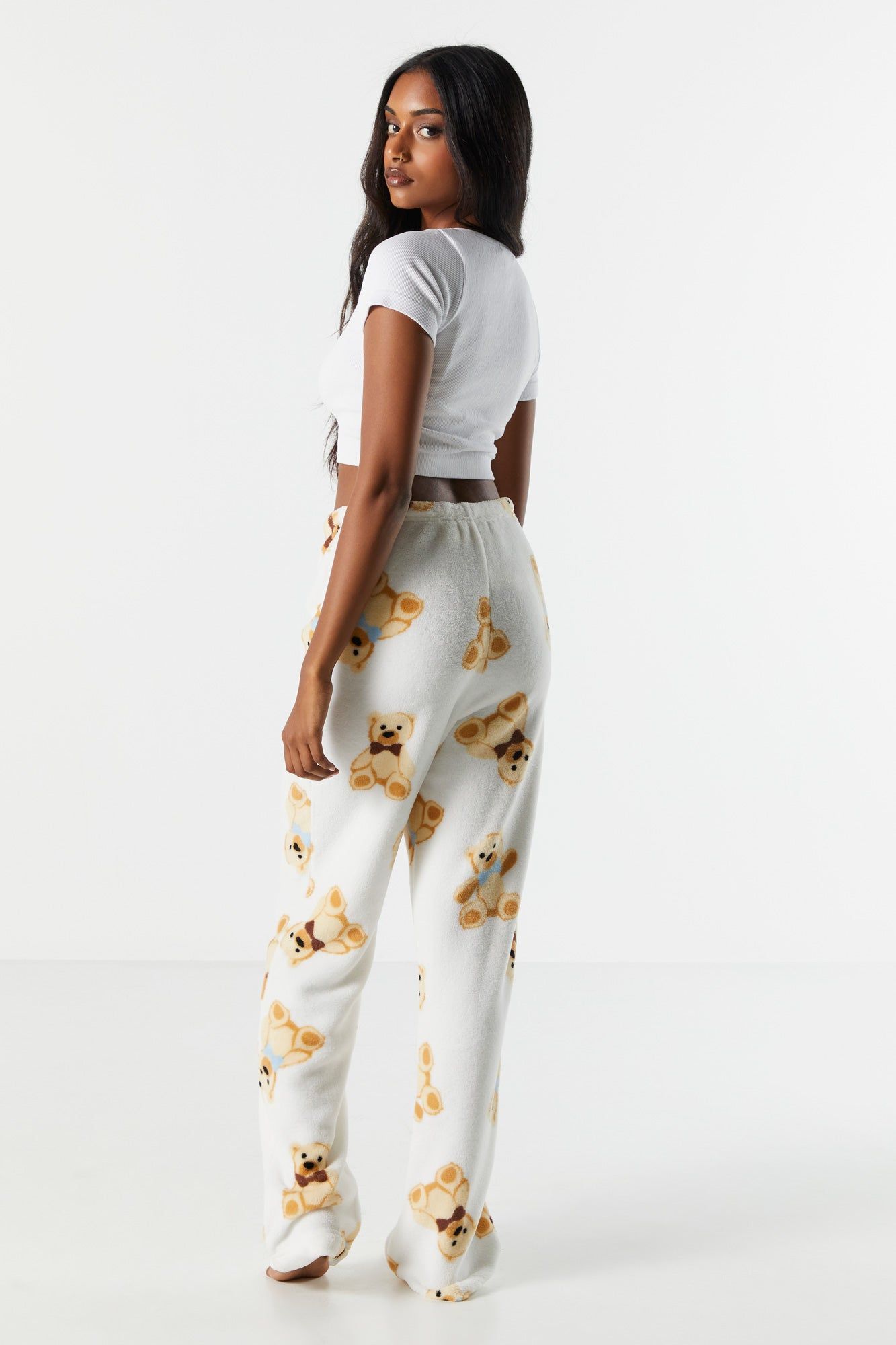 Teddy Bear Print Plush Pajama Pant sold by Charlotte Russe product image thumbnail 3