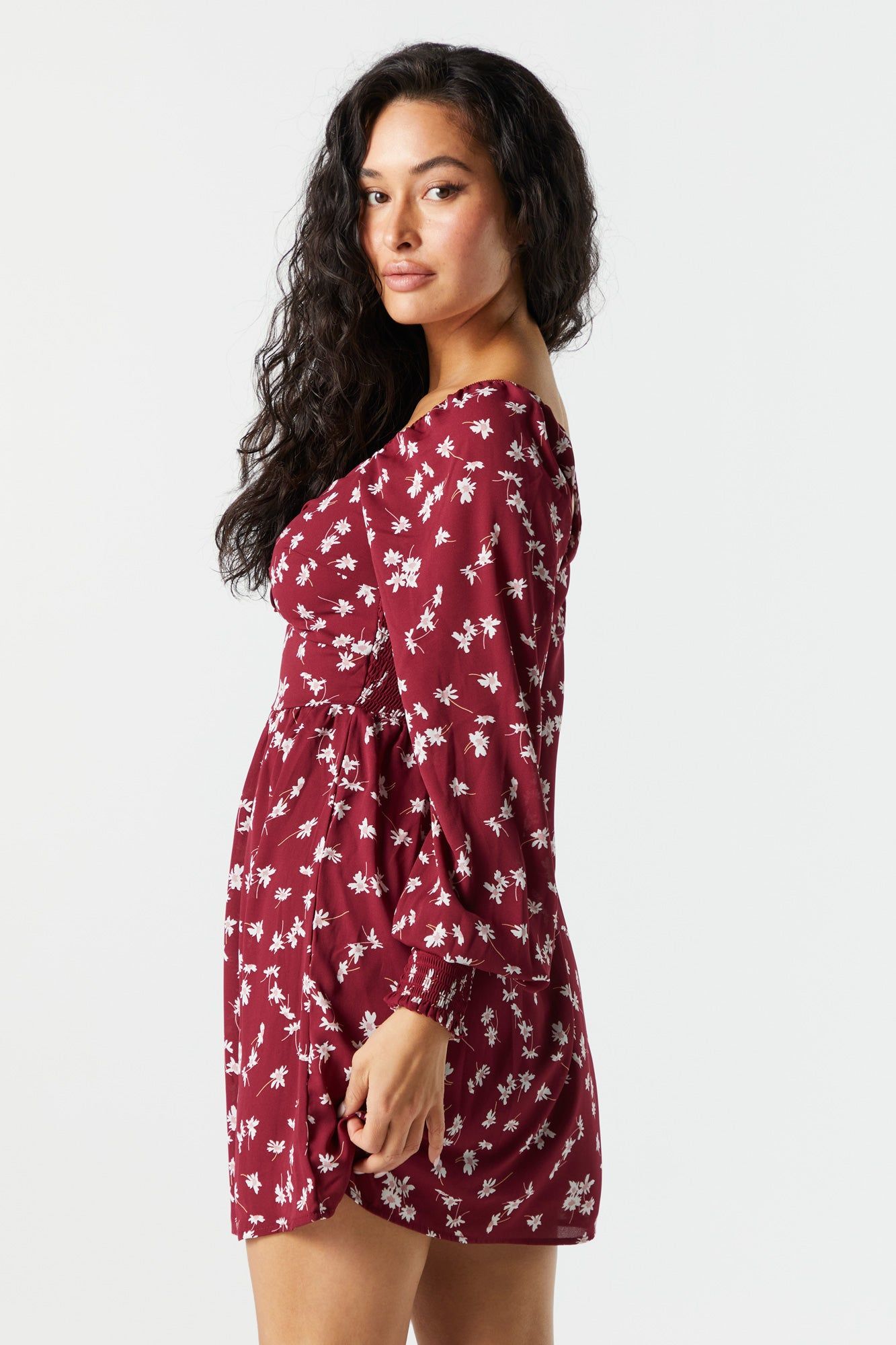 Smocked Milkmaid Long Sleeve Dress sold by Charlotte Russe product image thumbnail 2