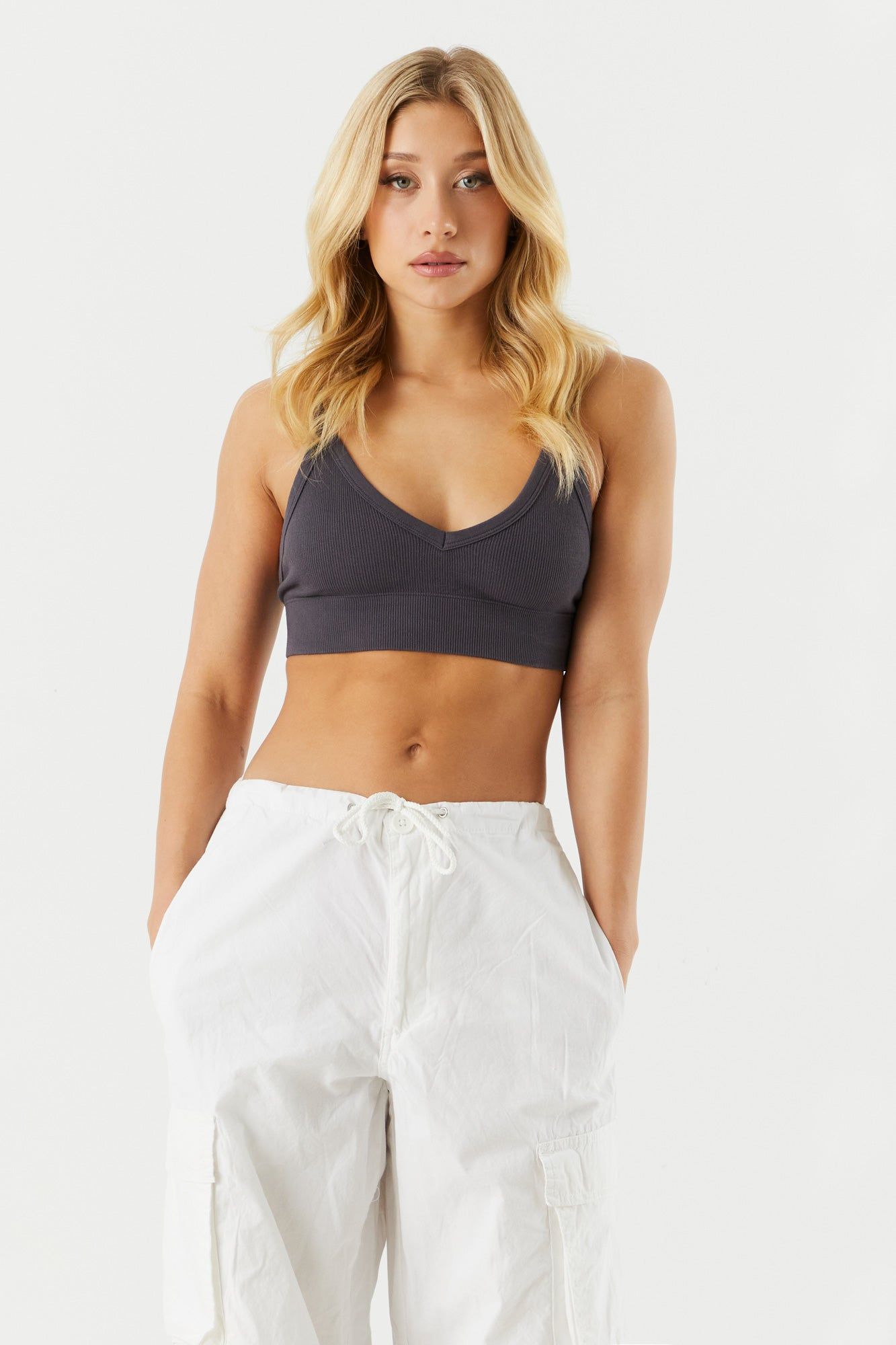 Seamless Ribbed V-Neck Bralette sold by Charlotte Russe product image thumbnail 10