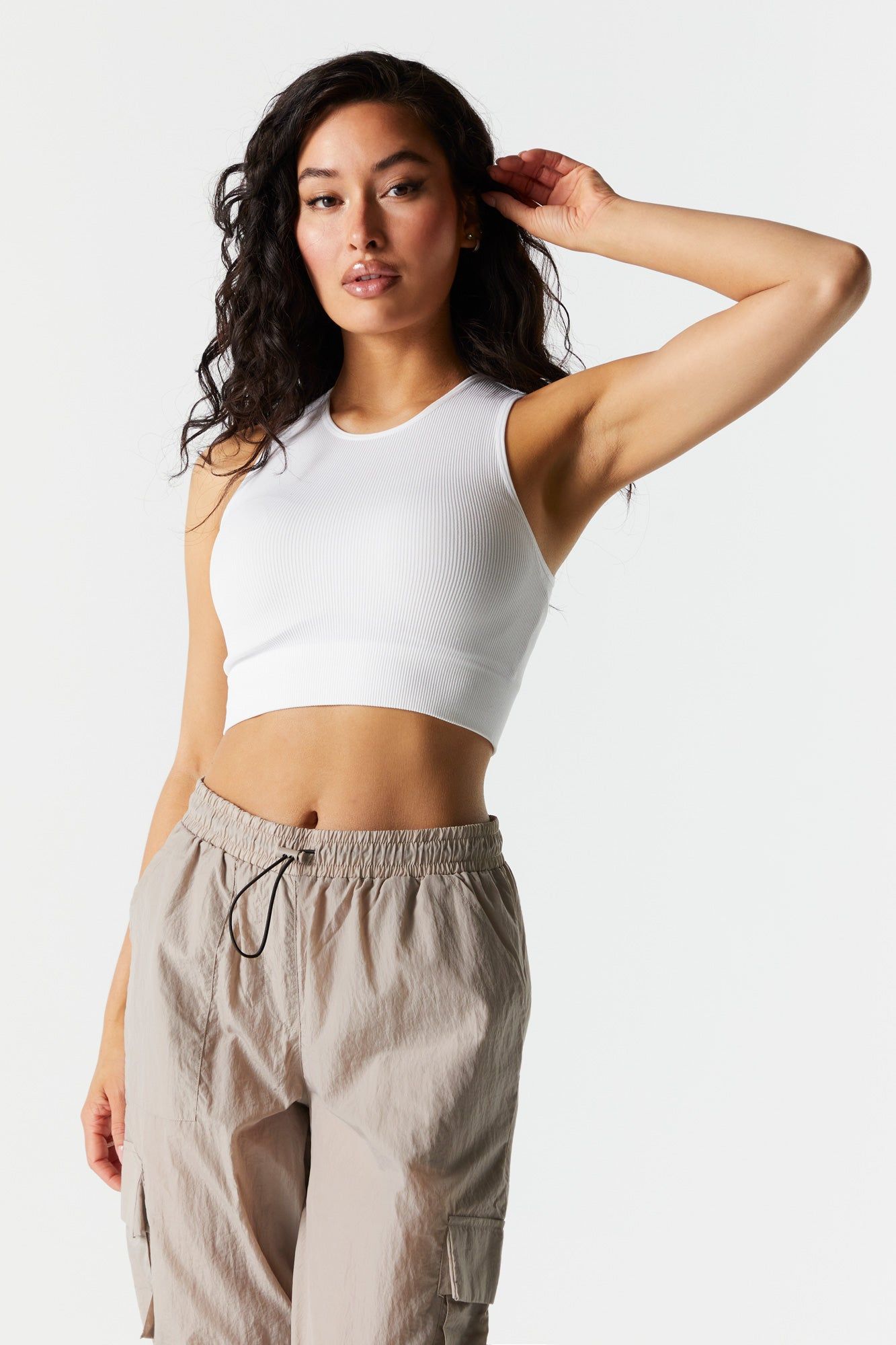 Seamless Ribbed High-Neck Crop Tank sold by Charlotte Russe product image thumbnail 2