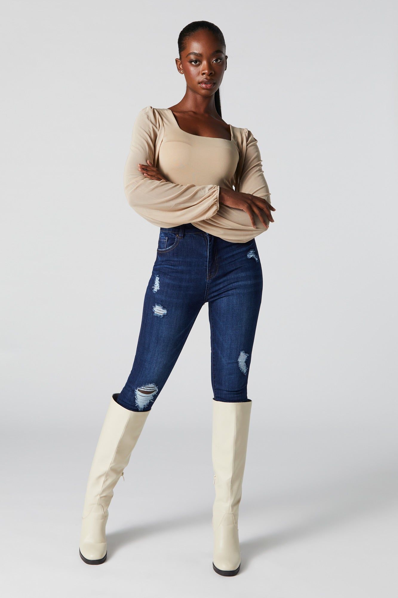 Contour Mesh Sleeve Bodysuit sold by Charlotte Russe product image thumbnail 12