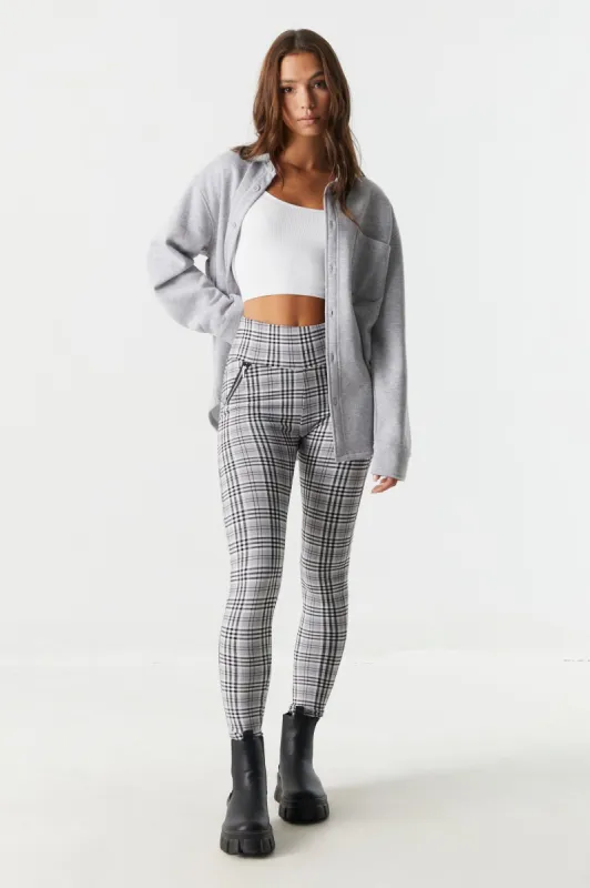 Soft Plaid High-Rise Zip Pocket Legging sold by Charlotte Russe
