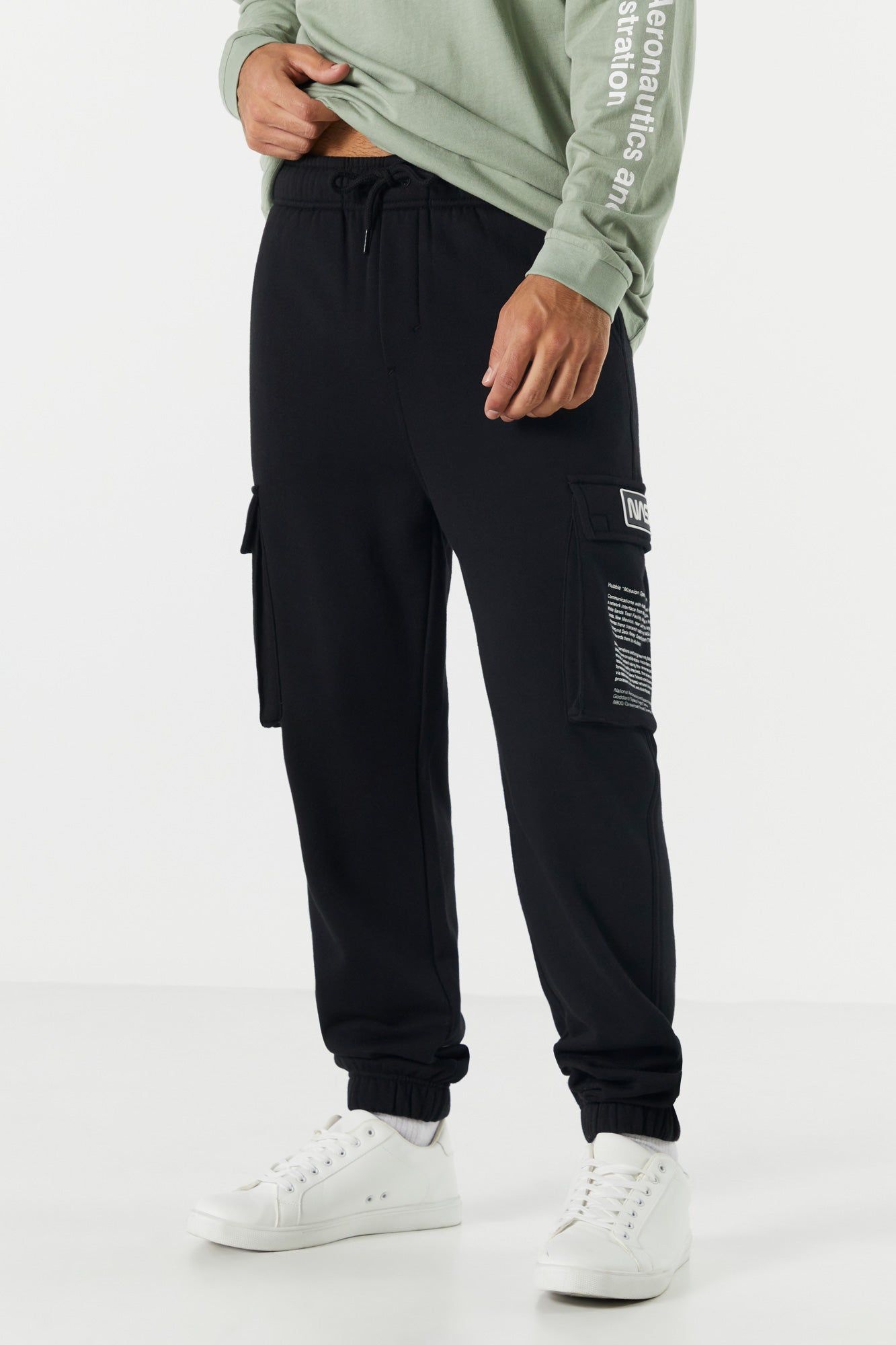 Graphic Fleece Cargo Jogger sold by Charlotte Russe