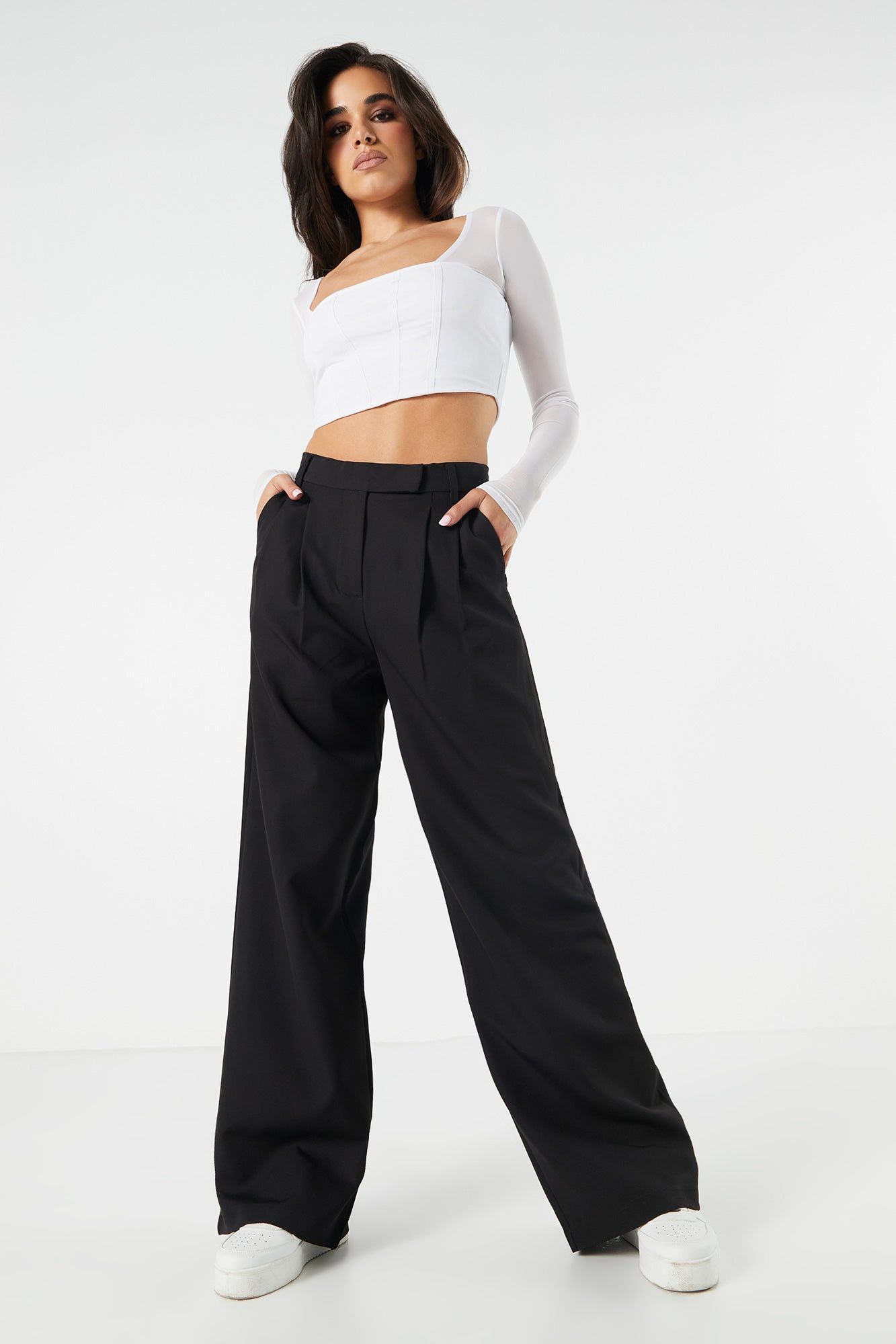 Mesh Corset Cropped Long Sleeve Top sold by Charlotte Russe product image thumbnail 3