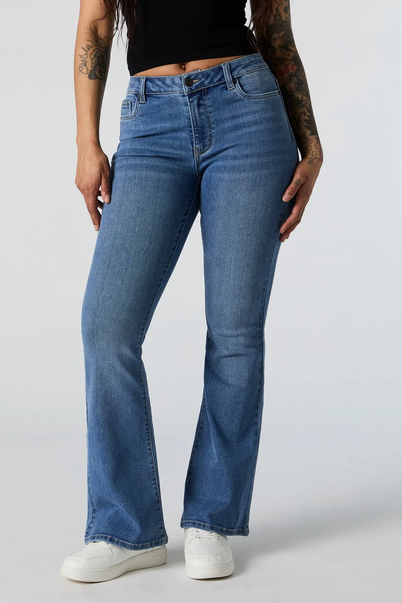 Austin Medium Wash Low Rise Flare Jean sold by Charlotte Russe product image thumbnail 2