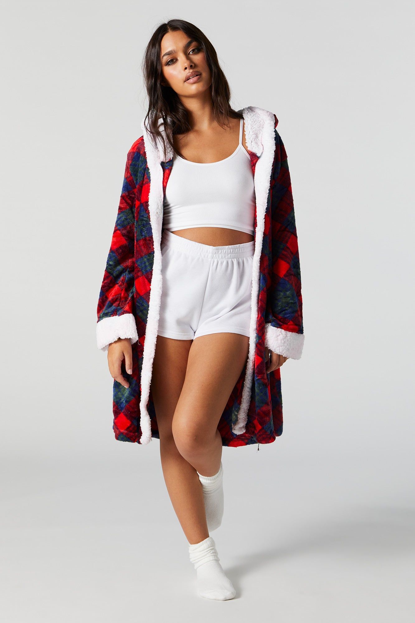 Plaid Print Plush Robe sold by Charlotte Russe product image thumbnail 2