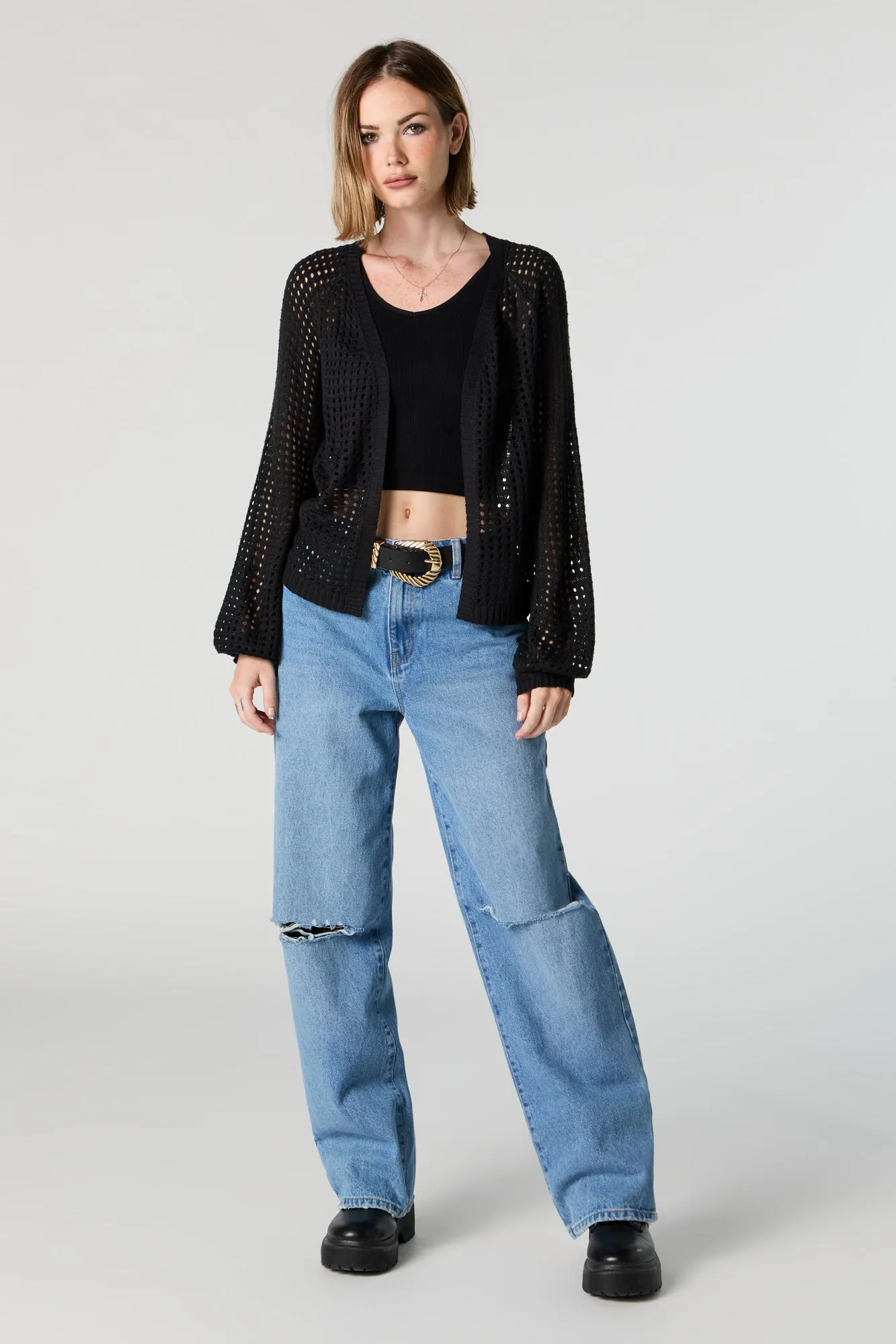 Open Knit Cardigan sold by Charlotte Russe product image thumbnail 4