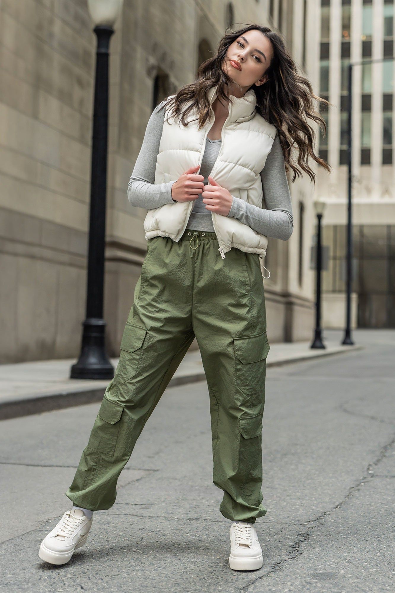 Nylon Multi Pocket Cargo Jogger sold by Charlotte Russe