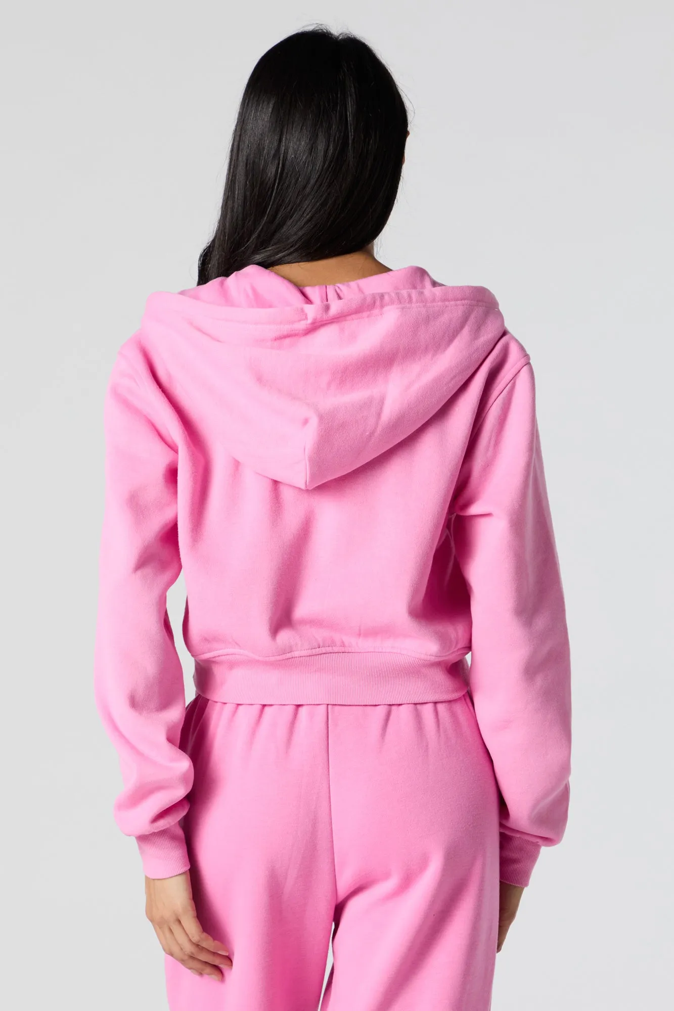 Fleece Zip-Up Cropped Hoodie sold by Charlotte Russe product image thumbnail 2