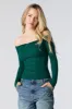 Ribbed Lace Bow Trim Off Shoulder Long Sleeve Top sold by Charlotte Russe