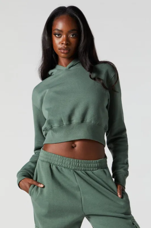 Colored Fleece Cropped Hoodie sold by Charlotte Russe
