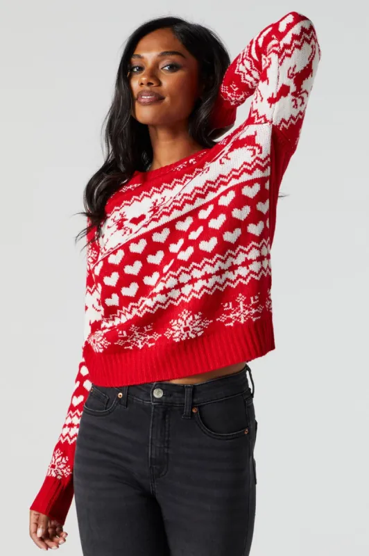 Red Fairisle Knit Xmas Sweater sold by Charlotte Russe