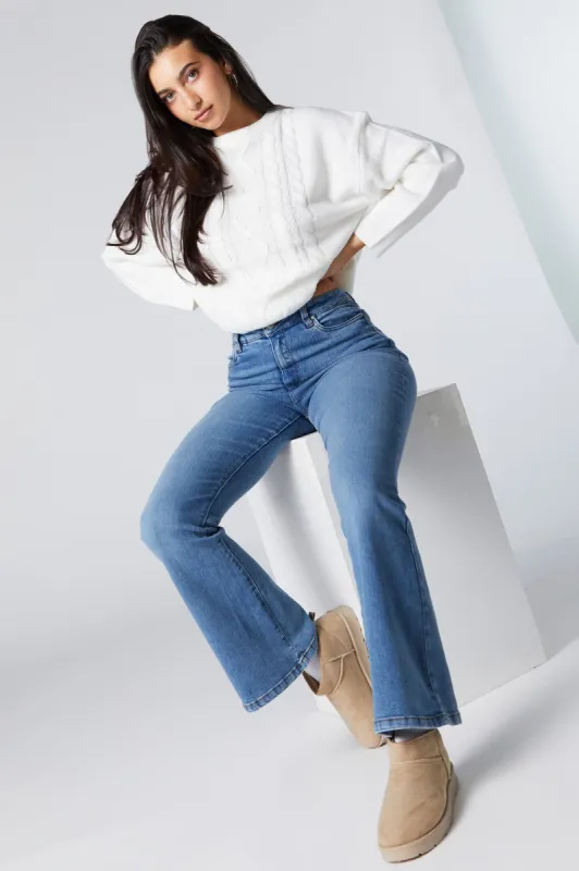 Medium Wash High Rise Flare Jean sold by Charlotte Russe