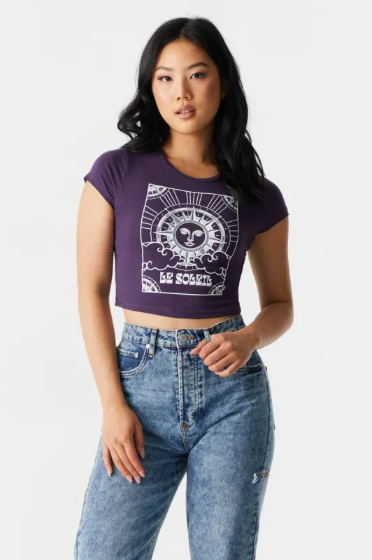 Le Soleil Graphic Crop T-Shirt sold by Charlotte Russe
