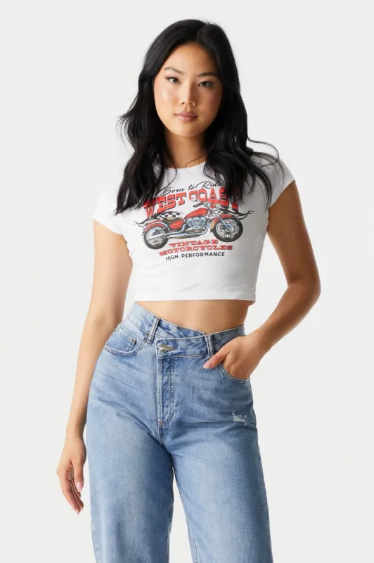 West Coast Motorcycle Graphic Crop T-Shirt sold by Charlotte Russe