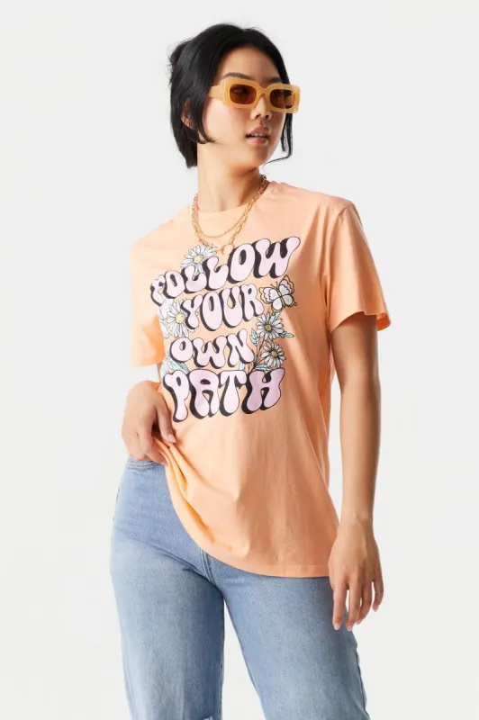 Follow Your Own Path Graphic Oversized T-Shirt sold by Charlotte Russe
