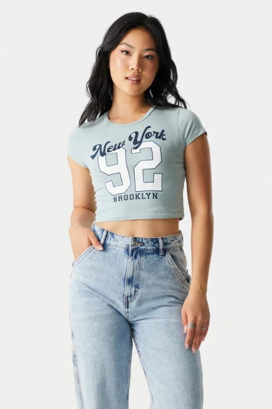 NYC 92 Graphic Crop T-Shirt sold by Charlotte Russe