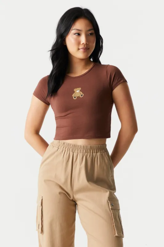 Teddy Bear Graphic Crop T-Shirt sold by Charlotte Russe