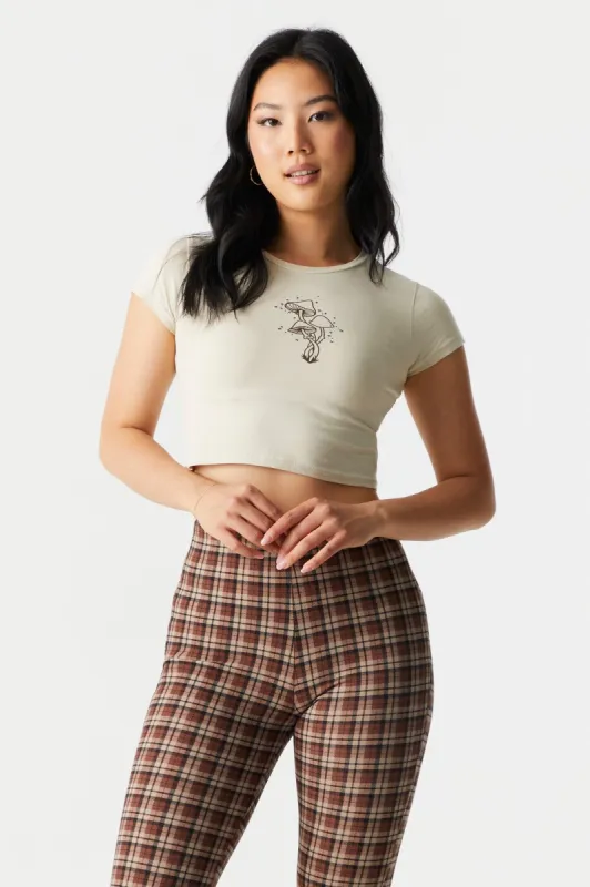 Mushroom Graphic Crop T-Shirt sold by Charlotte Russe