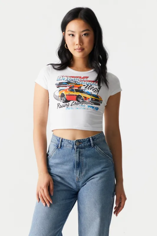 Extreme Speed Graphic Crop T-Shirt sold by Charlotte Russe