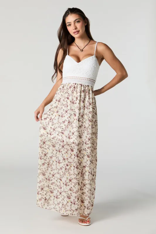 Floral Chiffon Lace Maxi Dress with Built-In Bra Cups sold by Charlotte Russe
