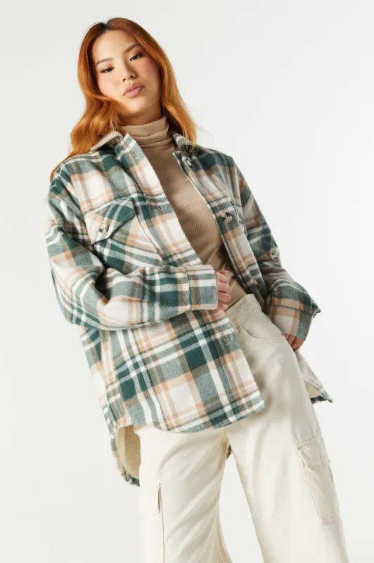 Grey and Blue Plaid Sherpa Flannel sold by Charlotte Russe