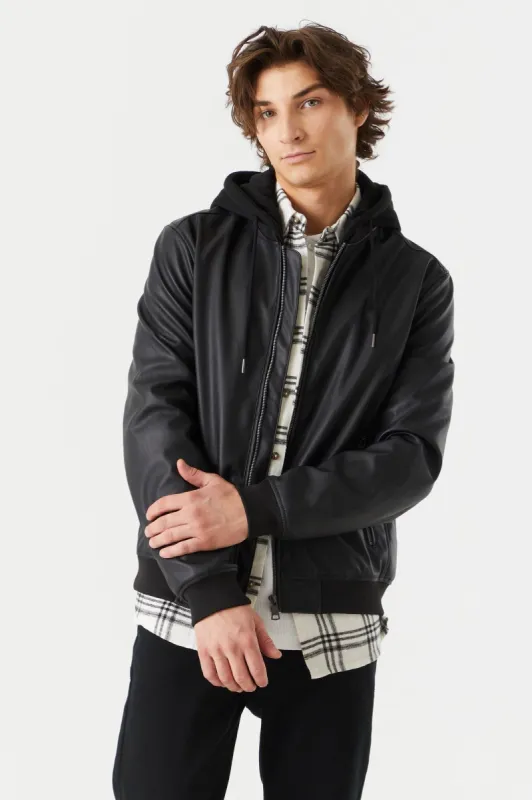 Faux-Leather Zip-Up Bomber Jacket sold by Charlotte Russe