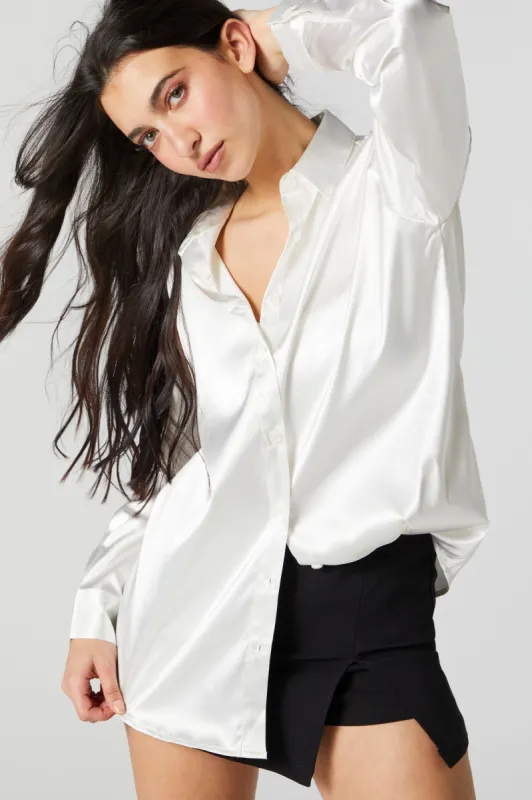 Satin Button-Up Top sold by Charlotte Russe