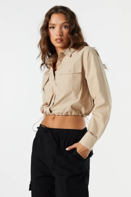 Cinched Button-Up Top sold by Charlotte Russe